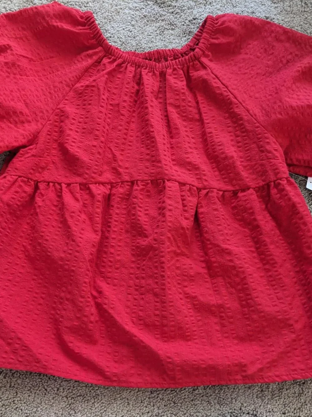 Old Navy red puff sleeve blouse